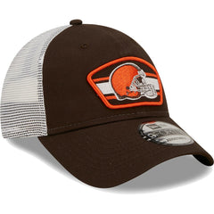 Cleveland Browns Logo Patch Trucker 9FORTY Snapback Hat | NFL On sale