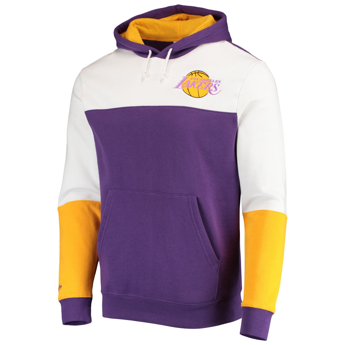 Purple Los Angeles Lakers Hardwood Classics Fusion 2.0 Colorblock Pullover Hoodie | NBA