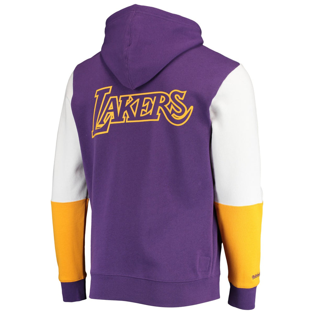 Purple Los Angeles Lakers Hardwood Classics Fusion 2.0 Colorblock Pullover Hoodie | NBA