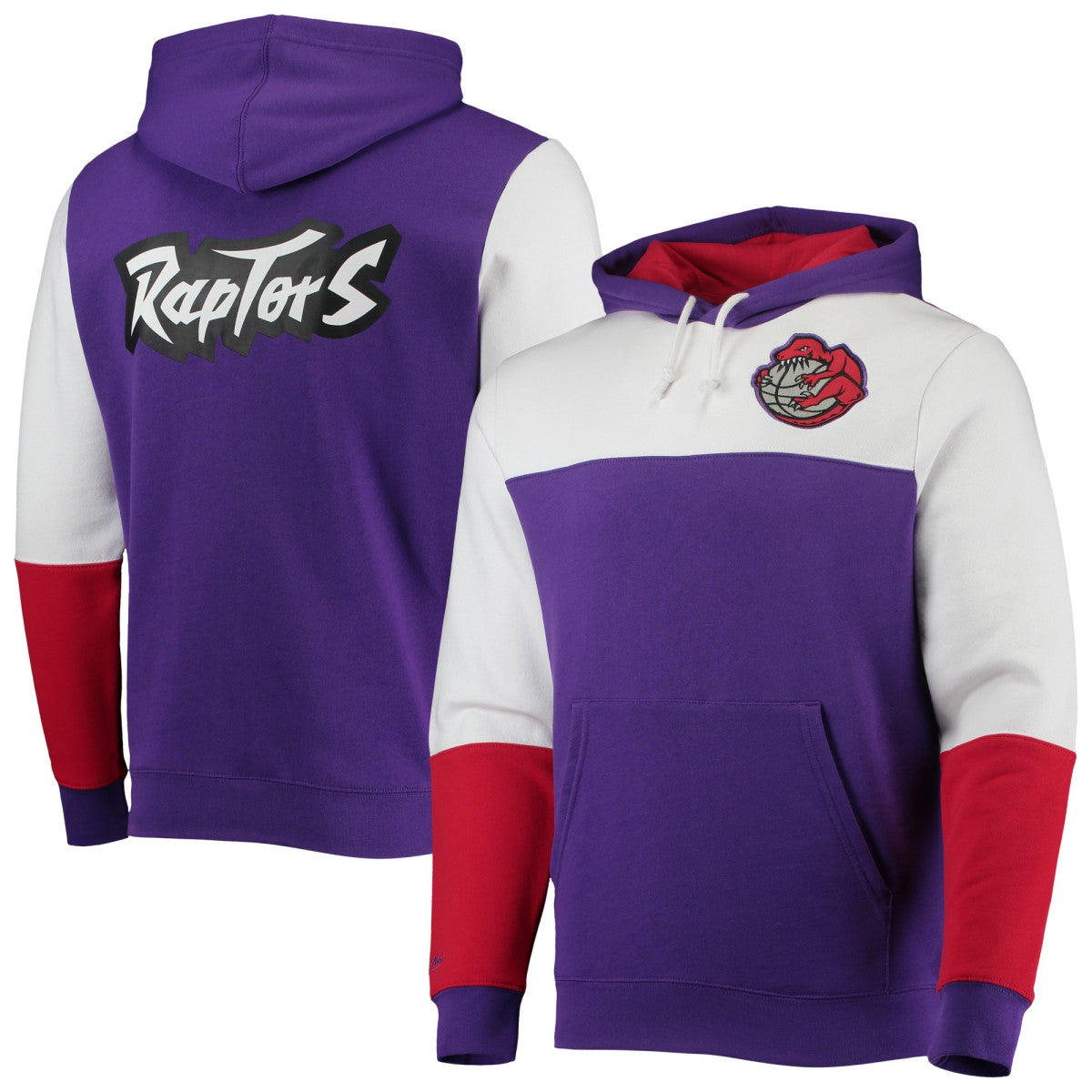 Purple Toronto Raptors Hardwood Classics Fusion 2.0 Colorblock Pullover Hoodie | NBA