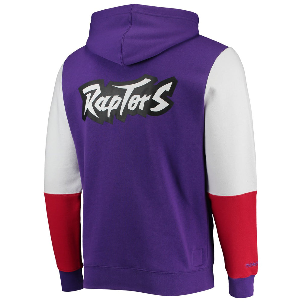 Purple Toronto Raptors Hardwood Classics Fusion 2.0 Colorblock Pullover Hoodie | NBA