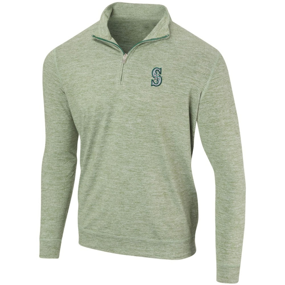 Seattle Mariners Peached Marled Yarn Quarter-Zip Pullover Jacket - MLB Jackets