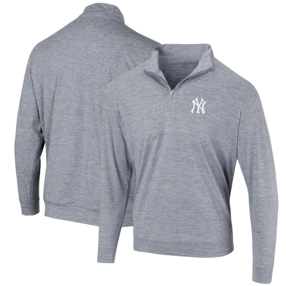 New York Yankees Peached Marled Yarn Quarter-Zip Pullover Jacket - MLB Jackets