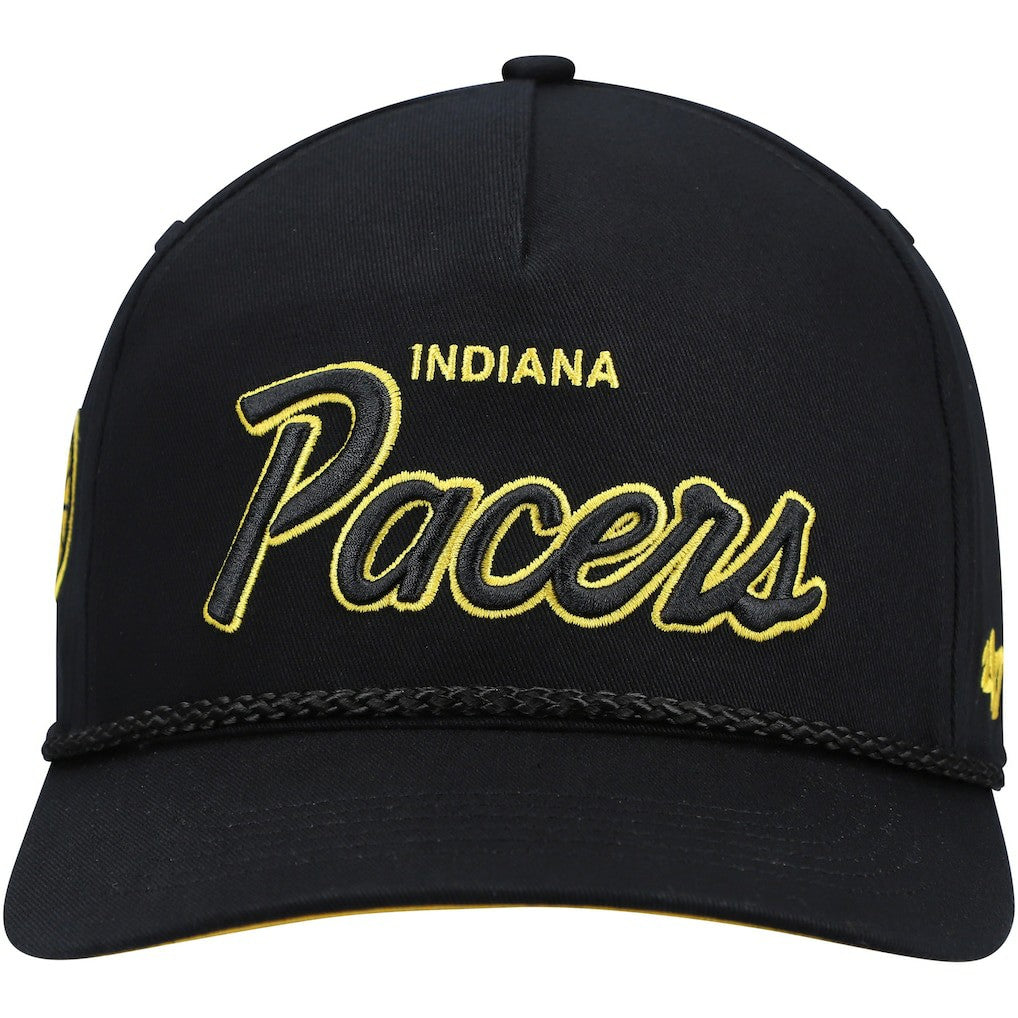 Black Indiana Pacers '47 Crosstown Script Hitch Snapback Hat | NBA