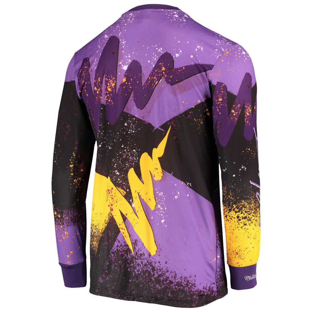 Purple Los Angeles Lakers Hardwood Classics Hyper Hoops Moto Sublimated Long Sleeve T-Shirt | NBA