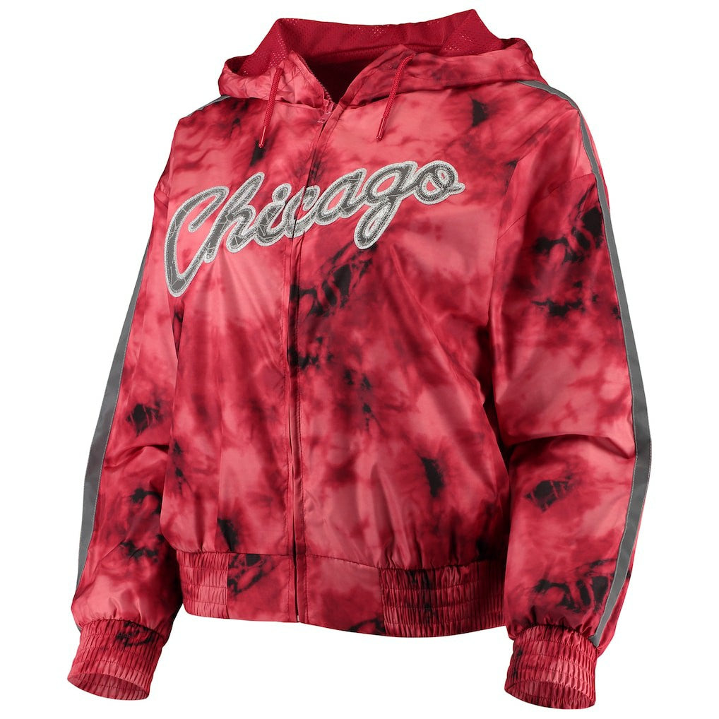 Red Chicago Bulls Women's Galaxy Sublimated Windbreaker Pullover Full-Zip Hoodie sale | NBA
