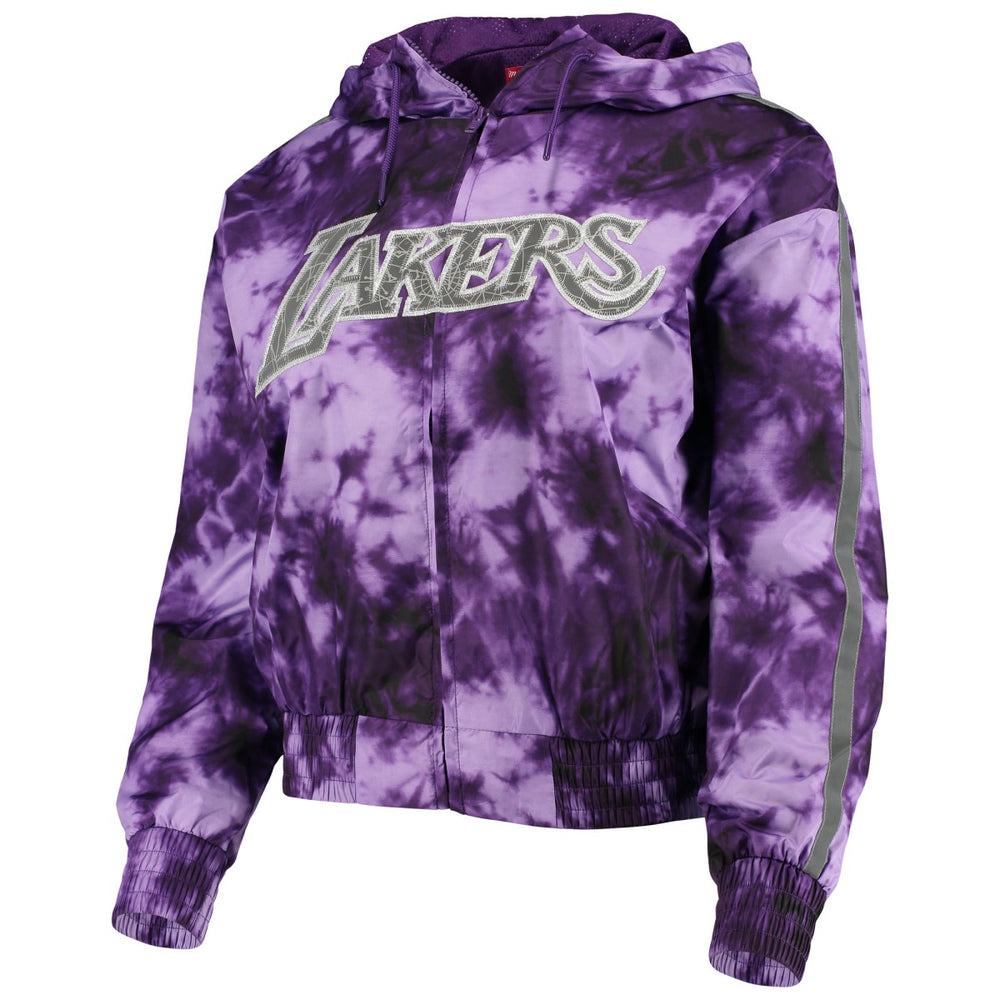Purple Los Angeles Lakers Women's Galaxy Sublimated Windbreaker Pullover Full-Zip Hoodie | NBA