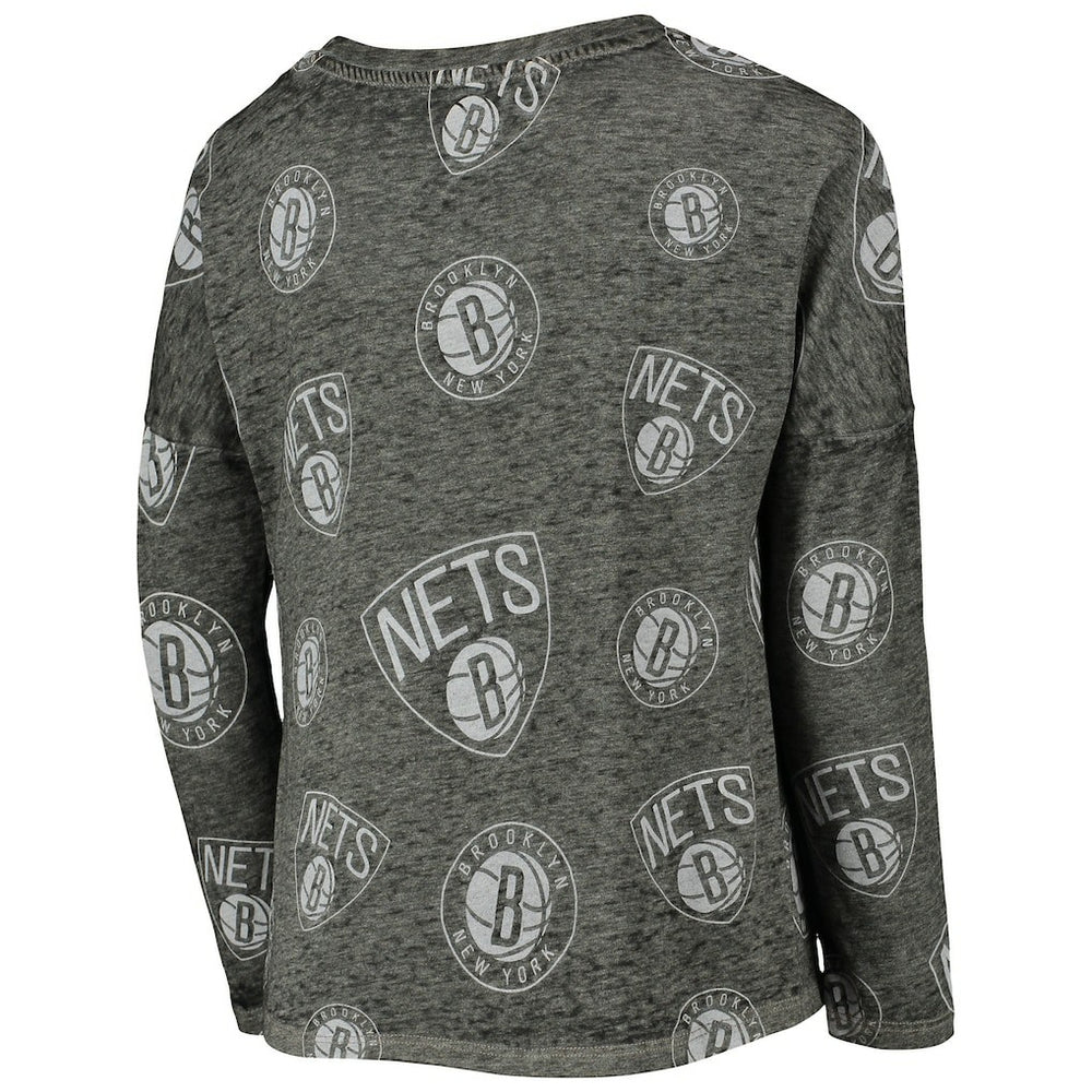 Heathered Black Brooklyn Nets Girls Youth Back in Action Long Sleeve T-Shirt | NBA