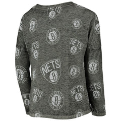 Heathered Black Brooklyn Nets Girls Youth Back in Action Long Sleeve T-Shirt | NBA
