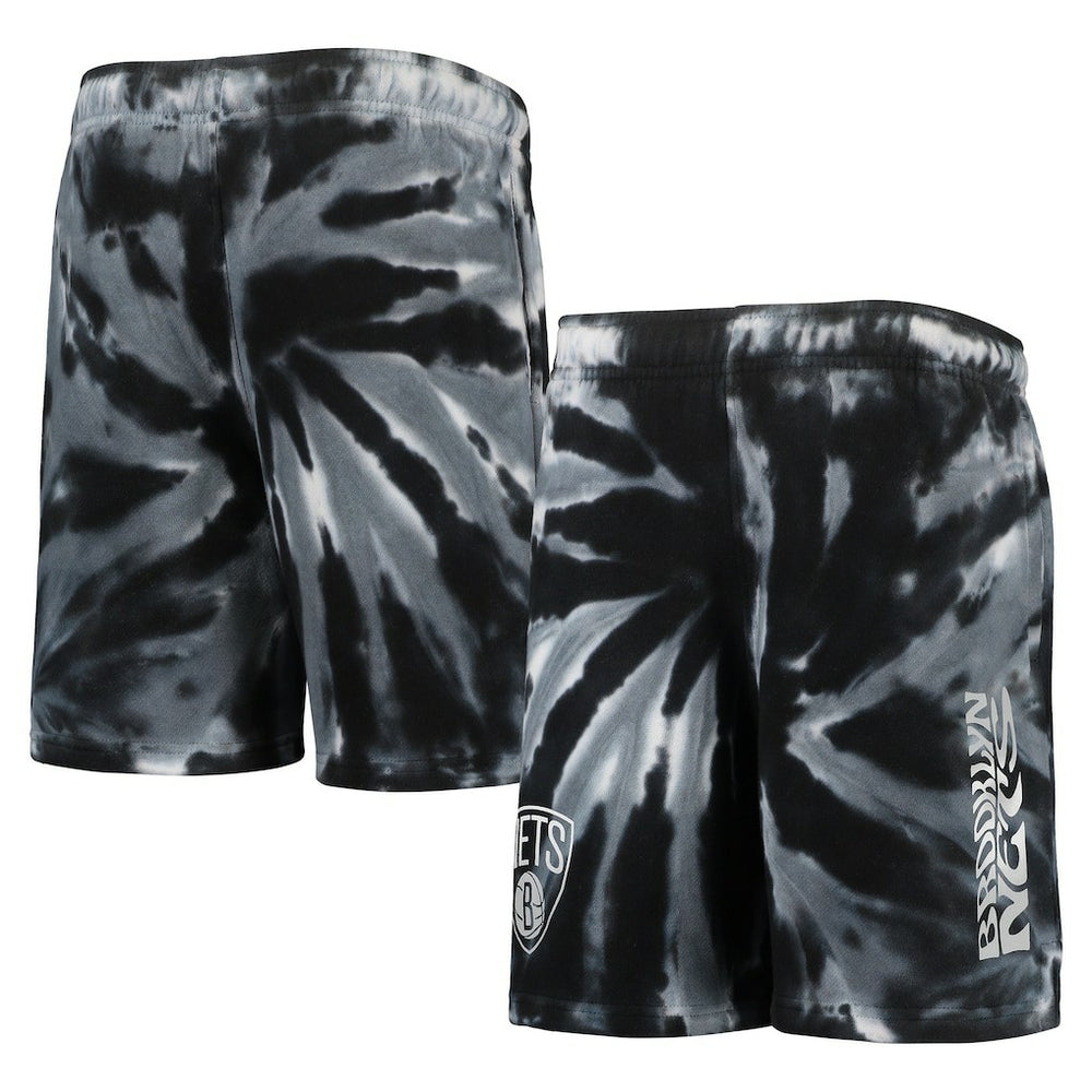 Black Brooklyn Nets Youth Santa Monica Tie-Dye Shorts | NBA