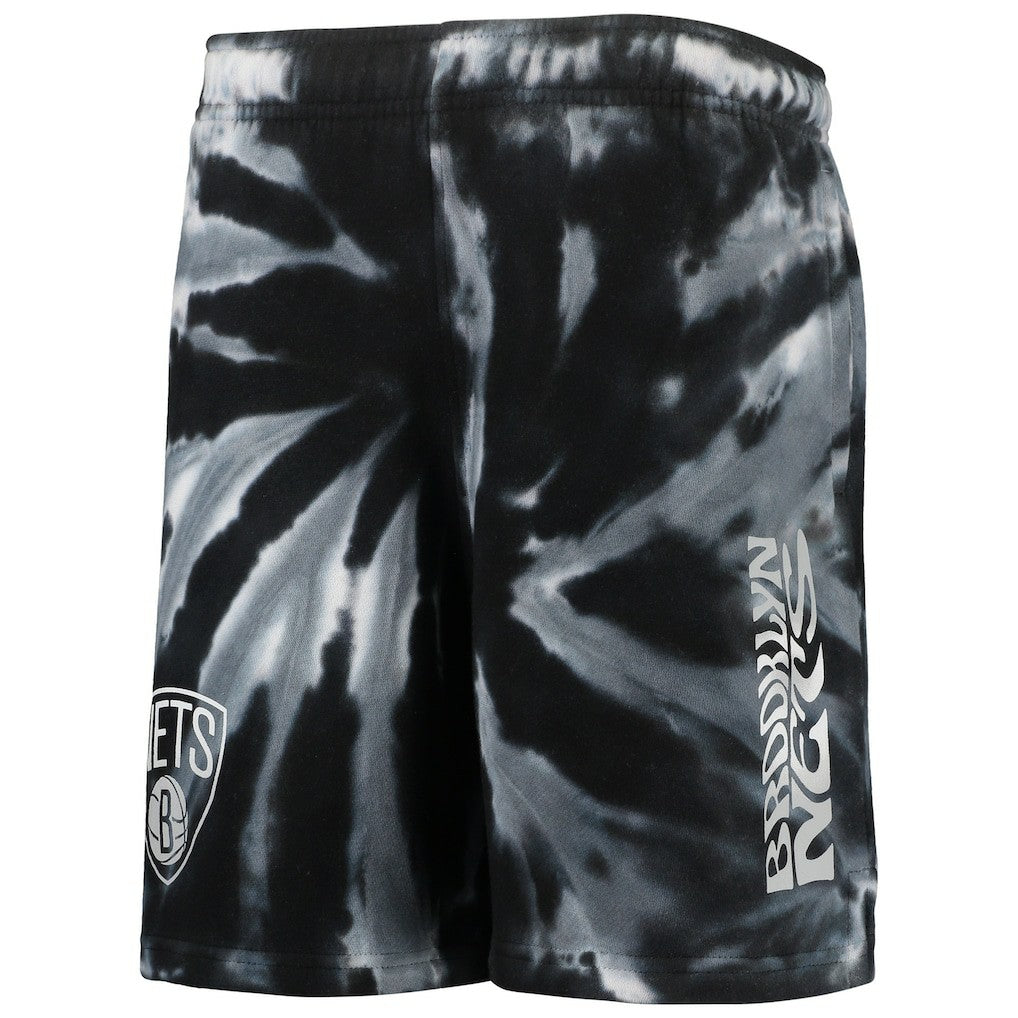 Black Brooklyn Nets Youth Santa Monica Tie-Dye Shorts | NBA