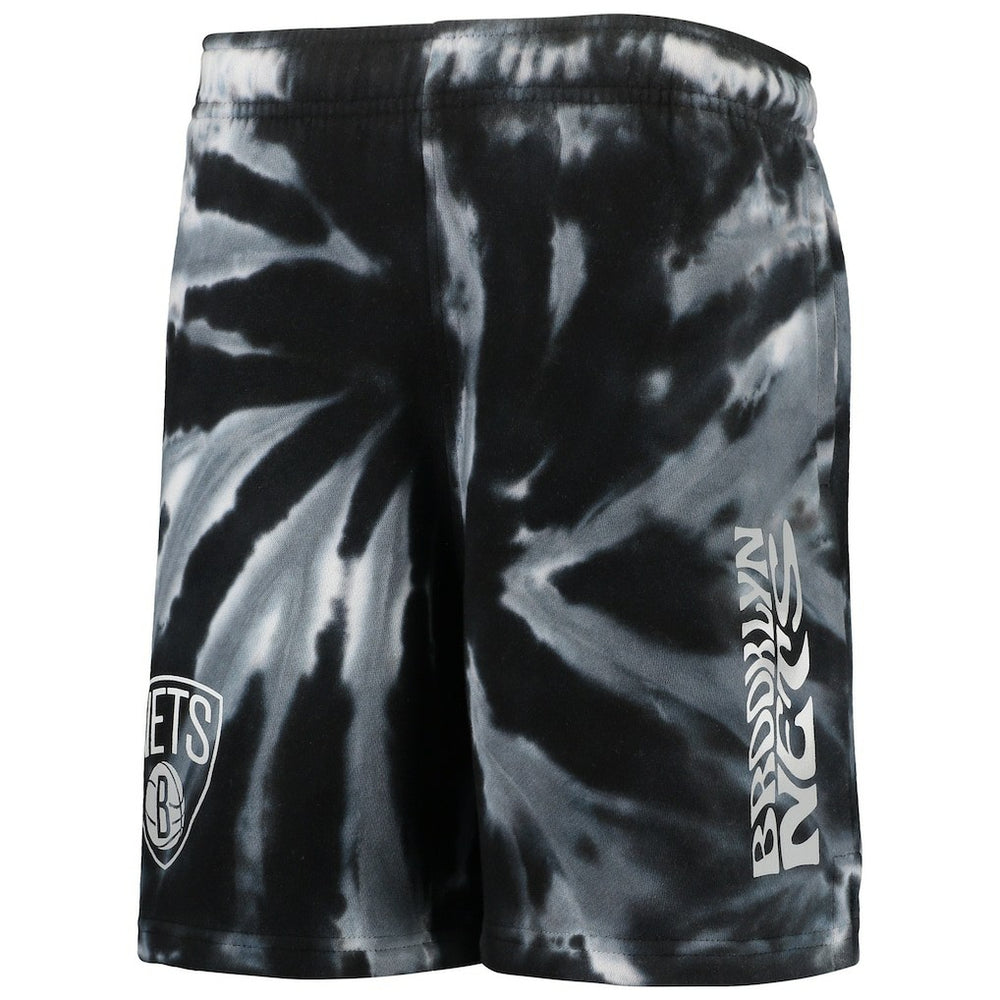 Black Brooklyn Nets Youth Santa Monica Tie-Dye Shorts | NBA