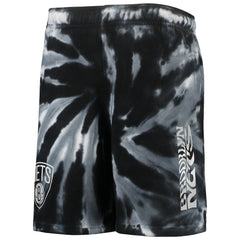 Black Brooklyn Nets Youth Santa Monica Tie-Dye Shorts | NBA