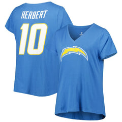 Los Angeles Chargers Justin Herbert  Women's Plus Size Name & Number V-Neck T-Shirt | NFL US