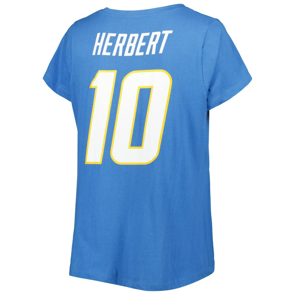 Los Angeles Chargers Justin Herbert  Women's Plus Size Name & Number V-Neck T-Shirt | NFL US