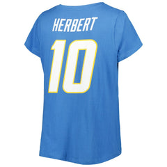 Los Angeles Chargers Justin Herbert  Women's Plus Size Name & Number V-Neck T-Shirt | NFL US