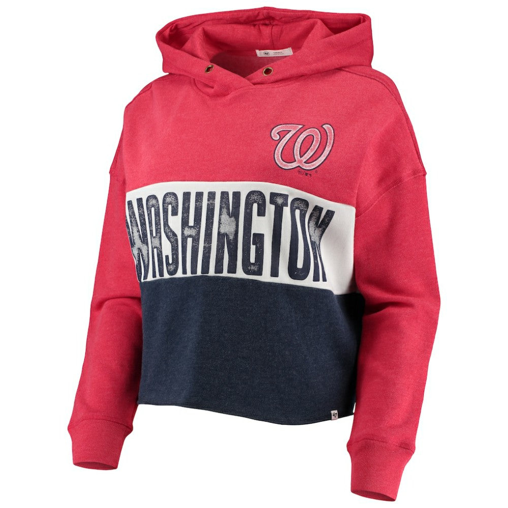 Washington Nationals '47 Women's Lizzy Cropped Pullover Hoodie - MLB Hoodies