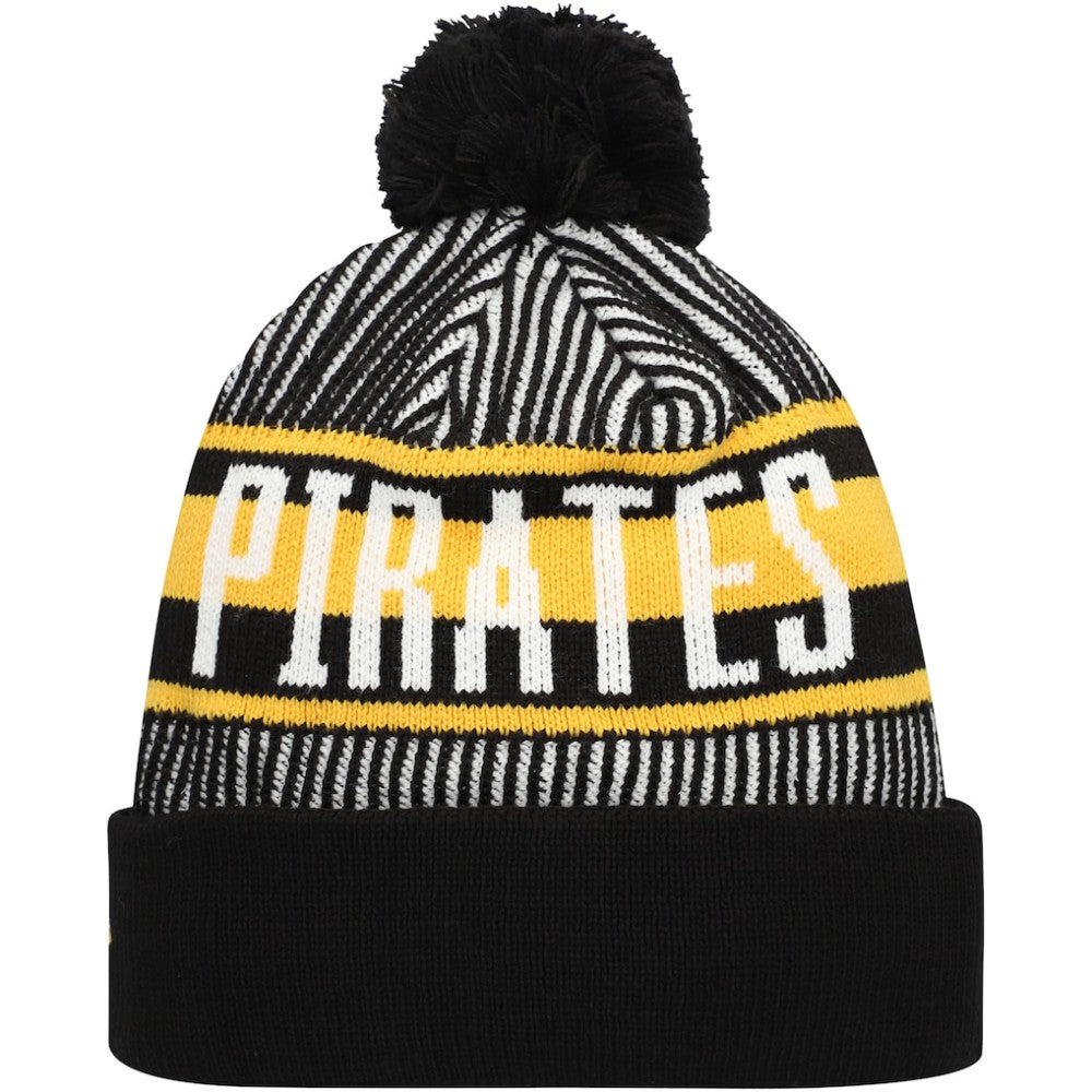 Pittsburgh Pirates New Era Striped Cuffed Knit Hat with Pom - MLB Hats