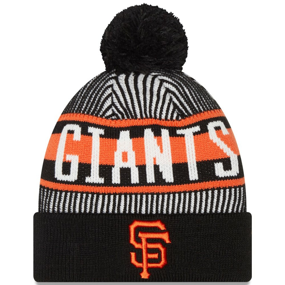 San Francisco Giants New Era Striped Cuffed Knit Hat with Pom - MLB Hats