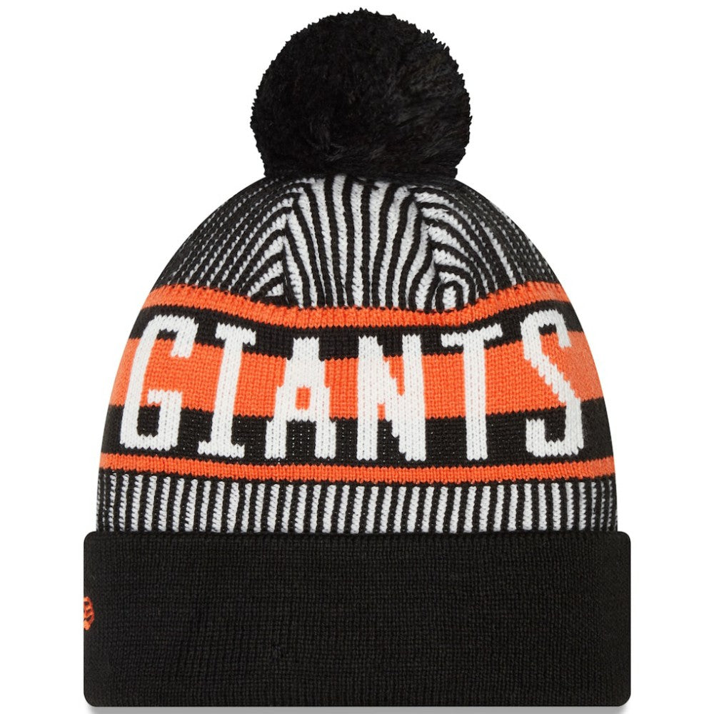San Francisco Giants New Era Striped Cuffed Knit Hat with Pom - MLB Hats