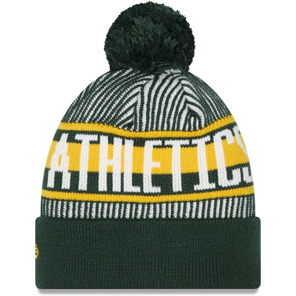 Athletics New Era Striped Cuffed Knit Hat with Pom - MLB Hats
