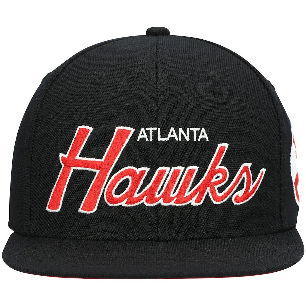 Black Atlanta Hawks Hardwood Classics Script 2.0 Snapback Hat | NBA
