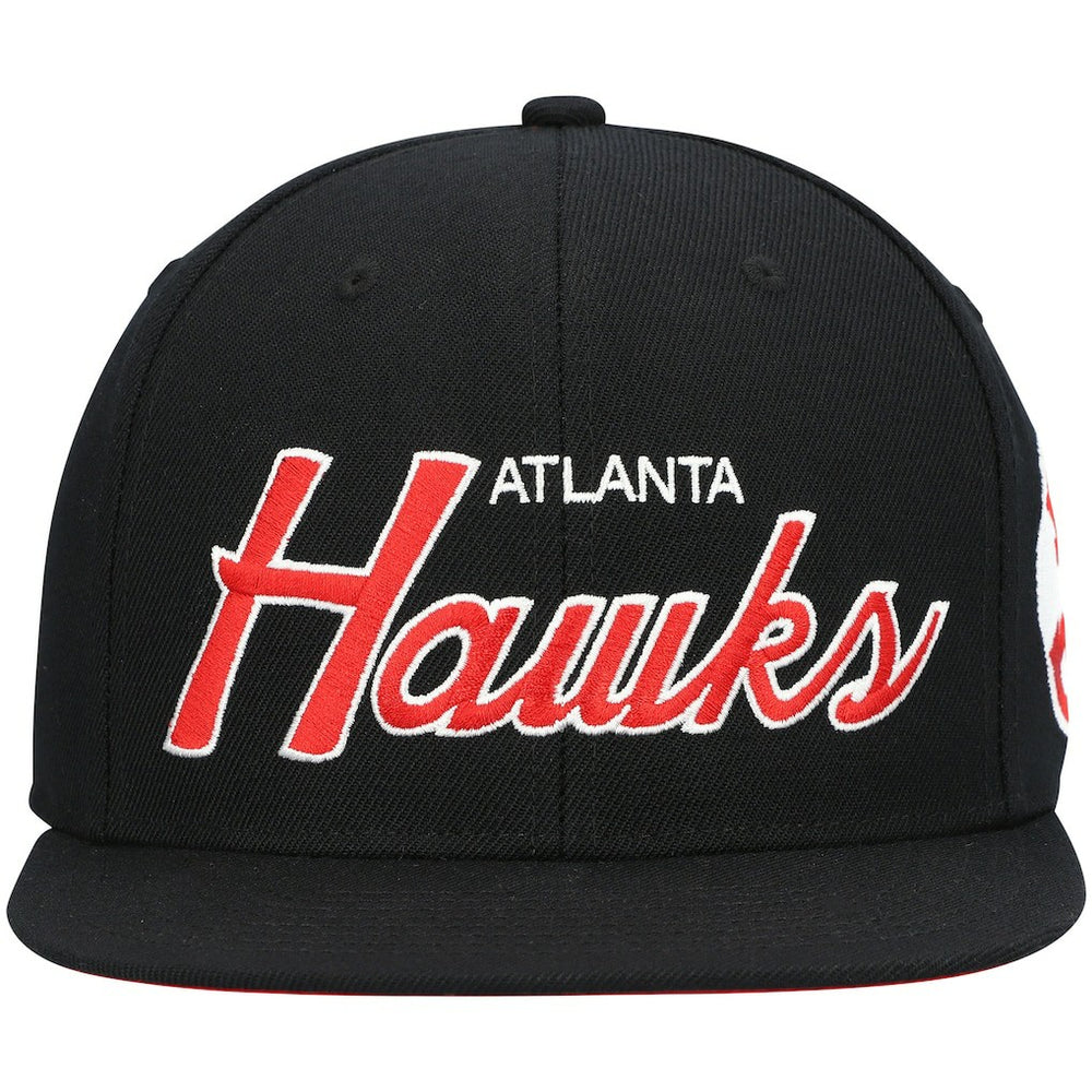Black Atlanta Hawks Hardwood Classics Script 2.0 Snapback Hat | NBA