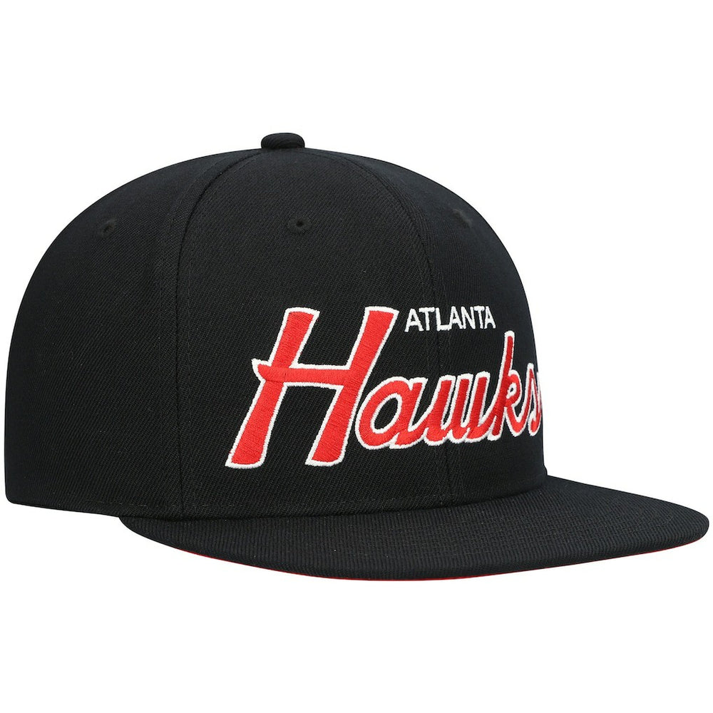 Black Atlanta Hawks Hardwood Classics Script 2.0 Snapback Hat | NBA