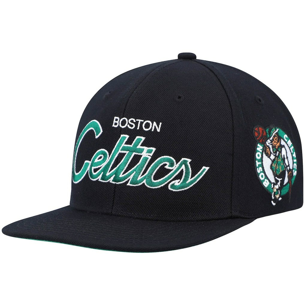 Black Boston Celtics Hardwood Classics Script 2.0 Snapback Hat | NBA