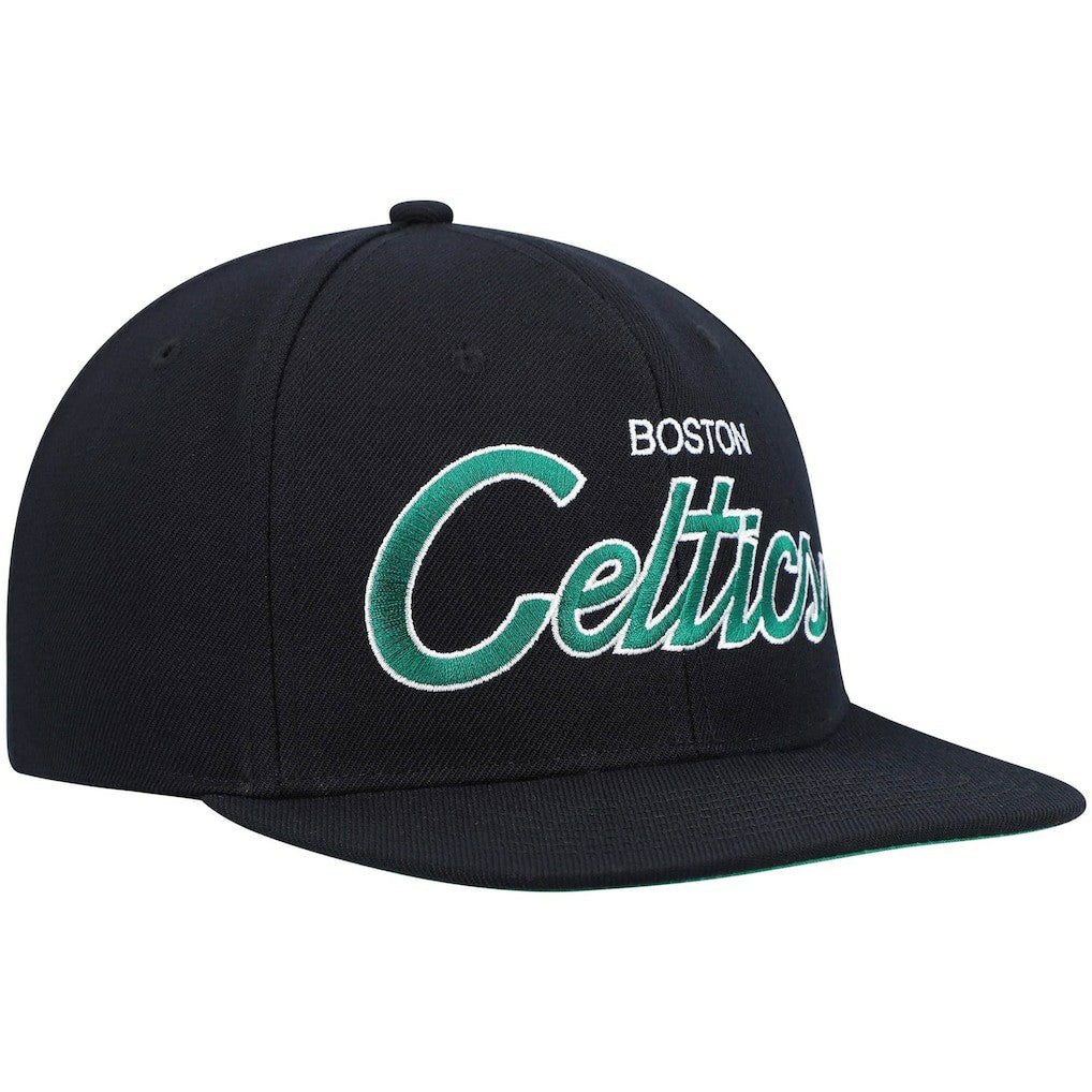 Black Boston Celtics Hardwood Classics Script 2.0 Snapback Hat | NBA