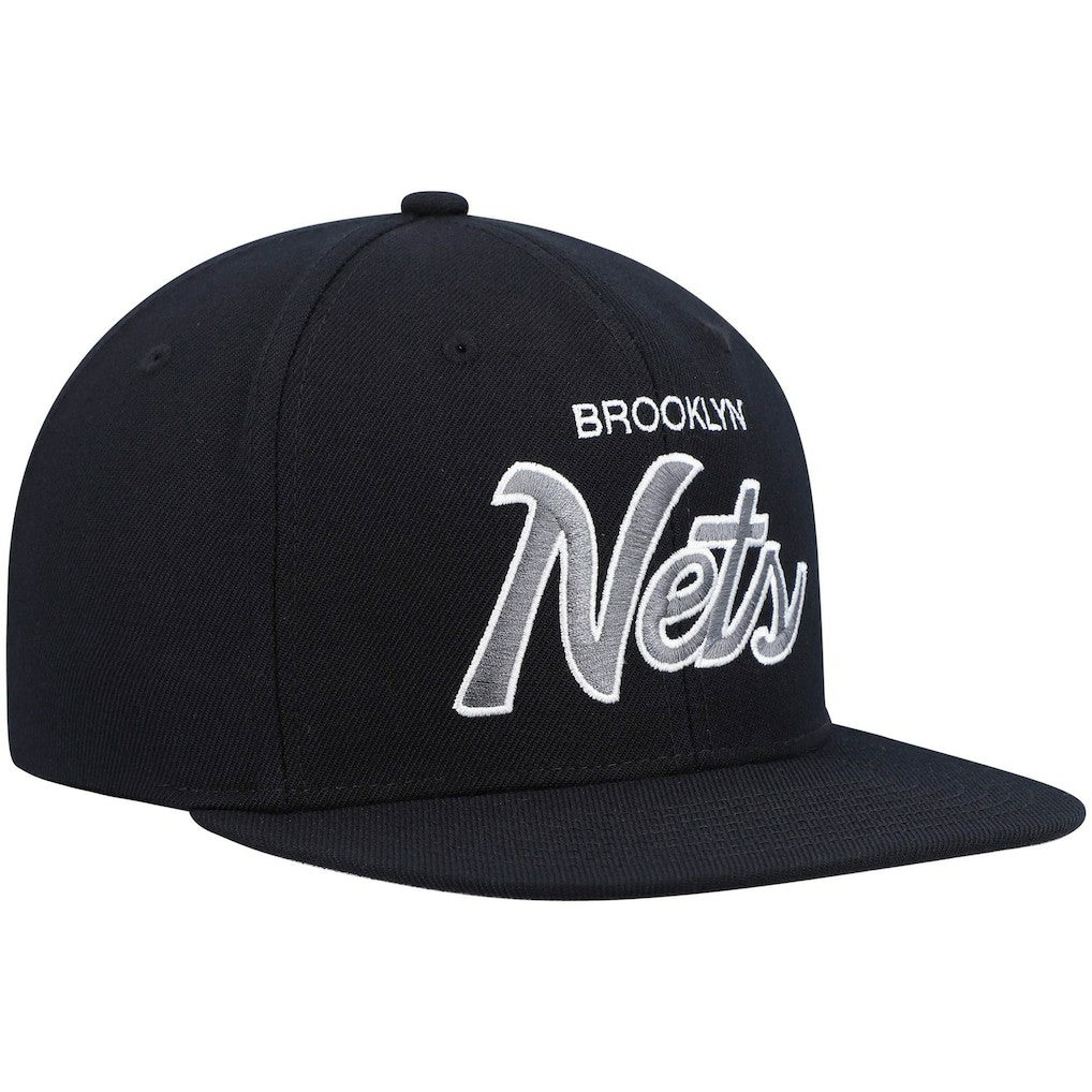 Black Brooklyn Nets Hardwood Classics Script 2.0 Snapback Hat | NBA