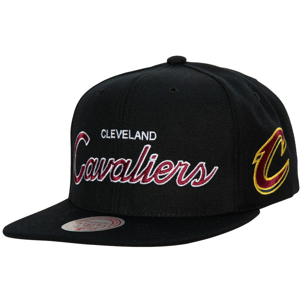 Black Cleveland Cavaliers Hardwood Classics Script 2.0 Snapback Hat sale | NBA