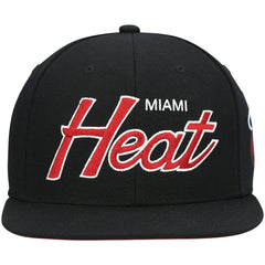 Black Miami Heat Hardwood Classics Script 2.0 Snapback Hat | NBA