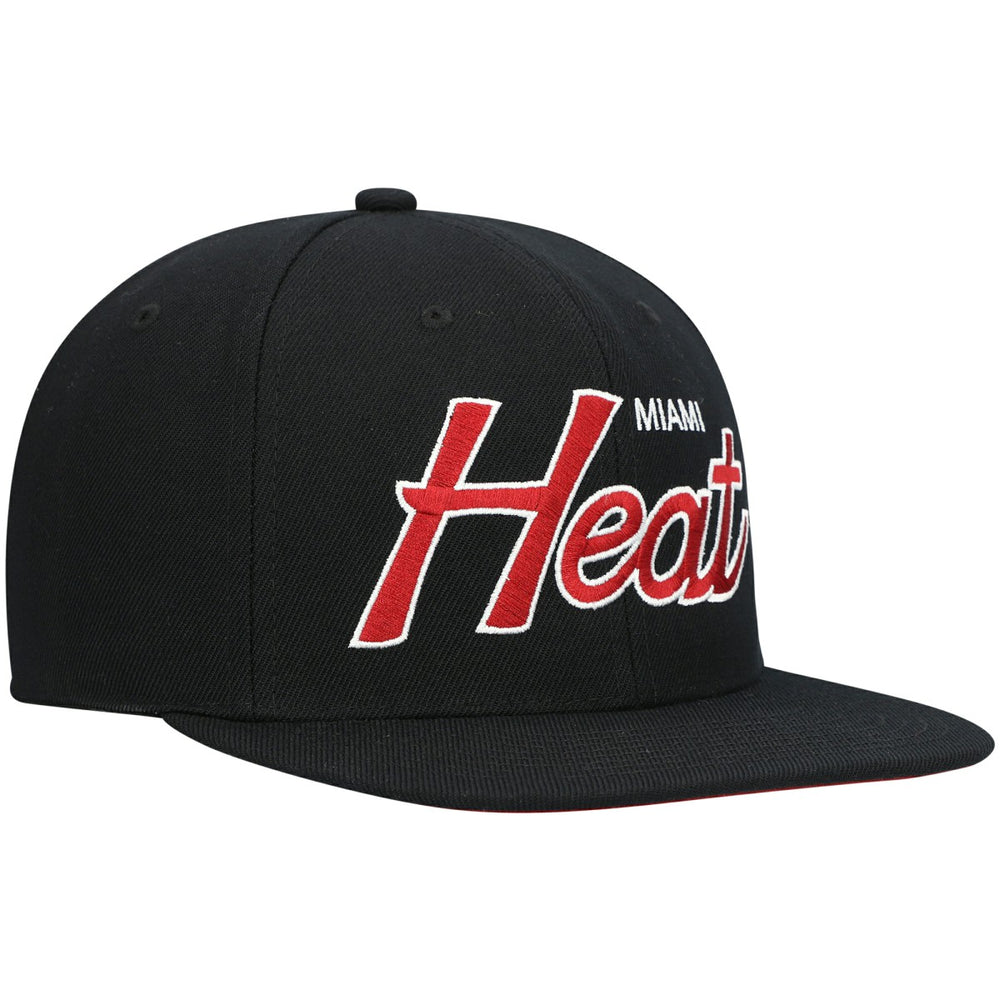 Black Miami Heat Hardwood Classics Script 2.0 Snapback Hat | NBA