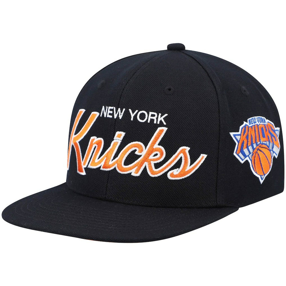 Black New York Knicks Hardwood Classics Script 2.0 Snapback Hat | NBA