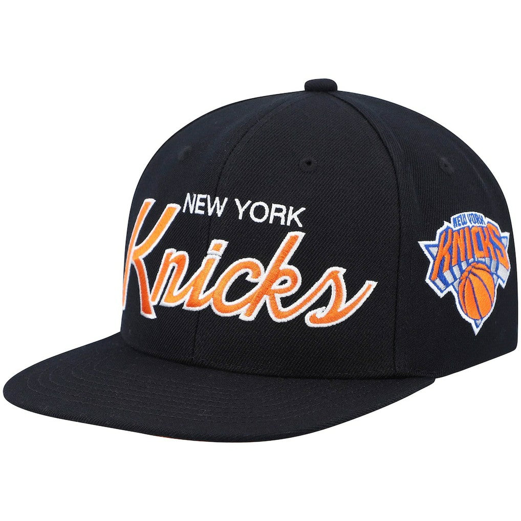 Black New York Knicks Hardwood Classics Script 2.0 Snapback Hat | NBA