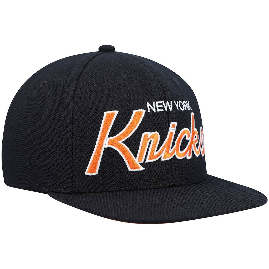 Black New York Knicks Hardwood Classics Script 2.0 Snapback Hat | NBA