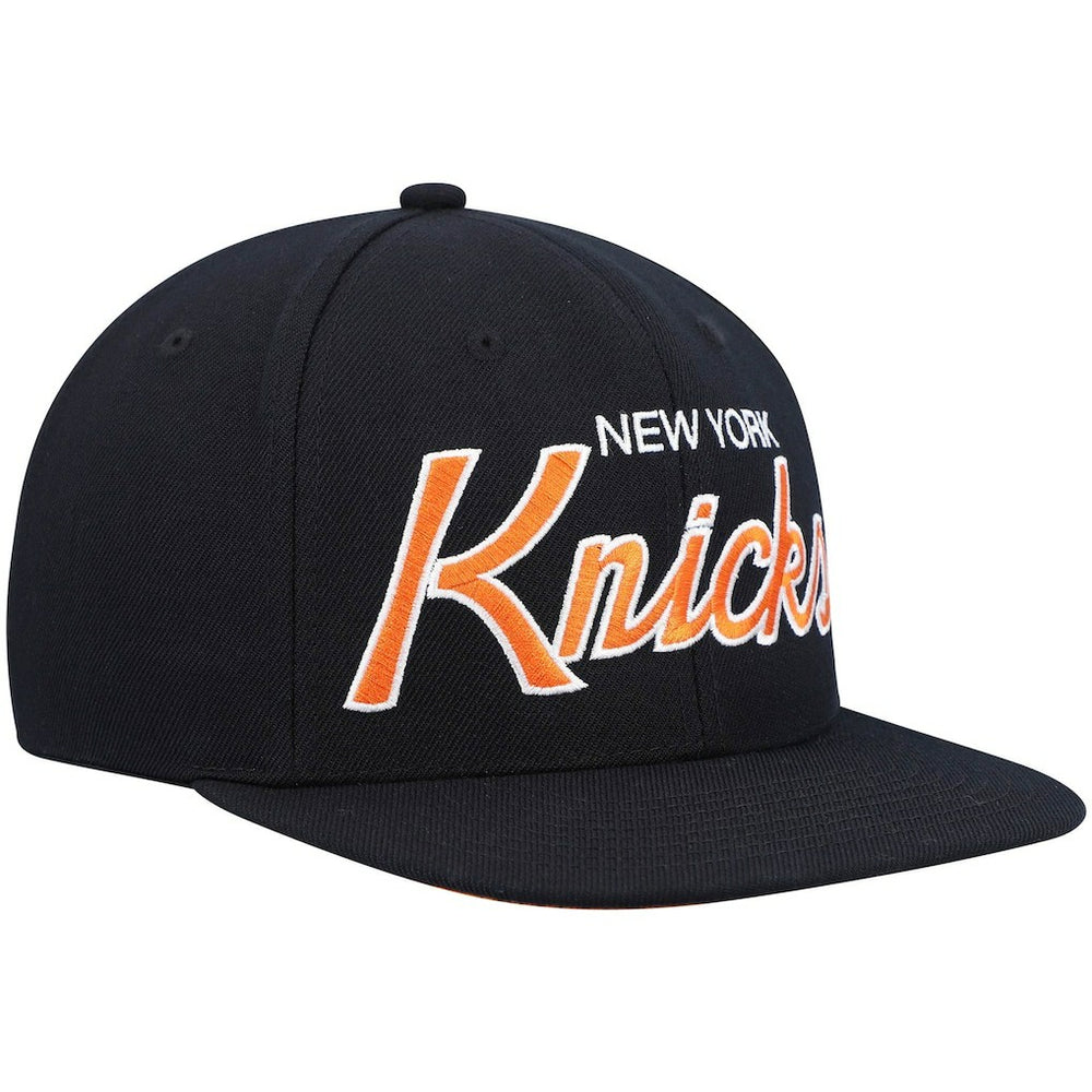 Black New York Knicks Hardwood Classics Script 2.0 Snapback Hat | NBA
