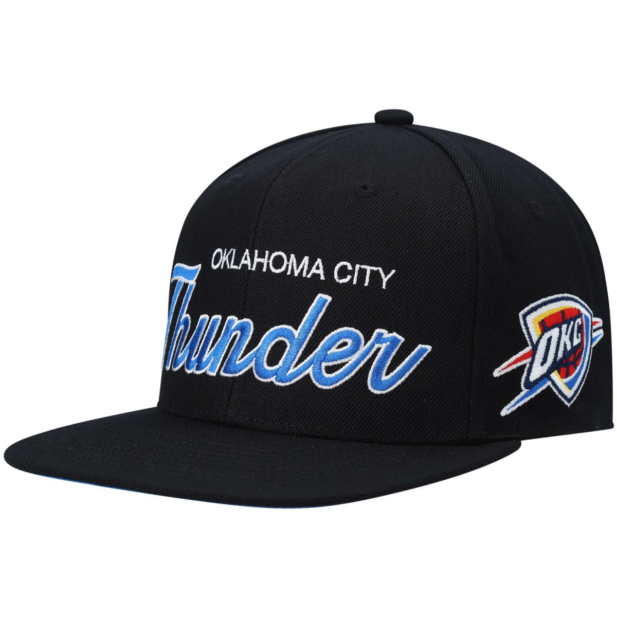 Black Oklahoma City Thunder Hardwood Classics Script 2.0 Snapback Hat | NBA