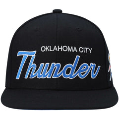 Black Oklahoma City Thunder Hardwood Classics Script 2.0 Snapback Hat | NBA