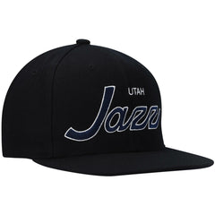 Black Utah Jazz Hardwood Classics Script 2.0 Snapback Hat | NBA