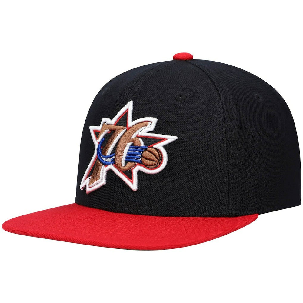 Black/Red Philadelphia 76ers Hardwood Classics Team Two-Tone 2.0 Snapback Hat | NBA