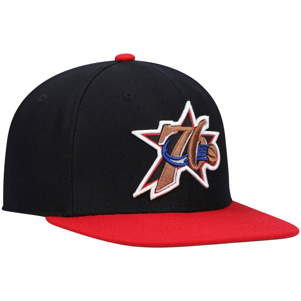 Black/Red Philadelphia 76ers Hardwood Classics Team Two-Tone 2.0 Snapback Hat | NBA