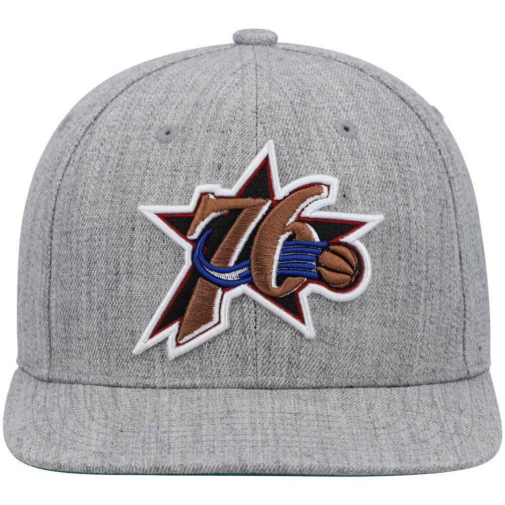 Heathered Gray Philadelphia 76ers Hardwood Classics Team 2.0 Snapback Hat | NBA