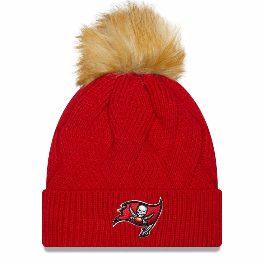 Tampa Bay Buccaneers Women's Snowy Cuffed Knit Hat with Pom | NFL Discount