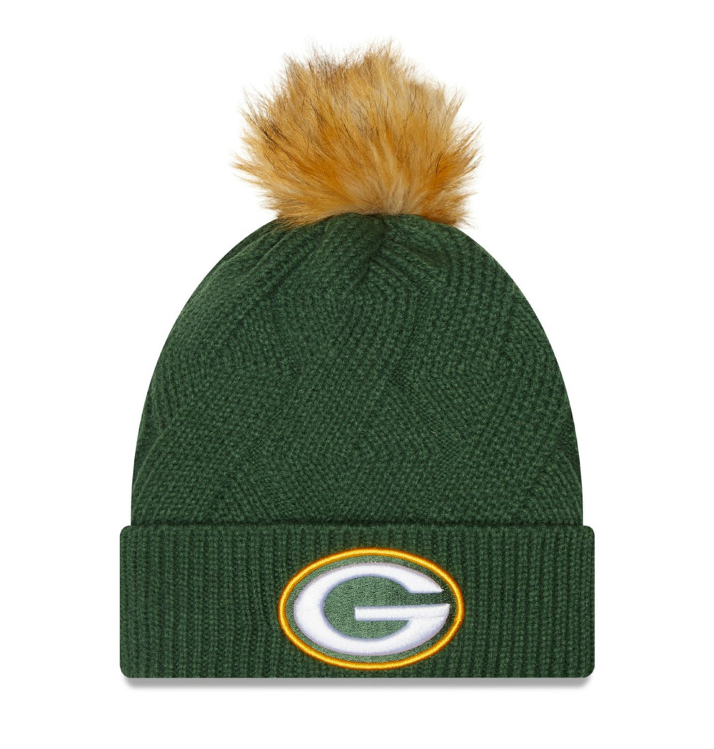 Green Bay Packers Women's Snowy Cuffed Knit Hat with Pom | NFL Online