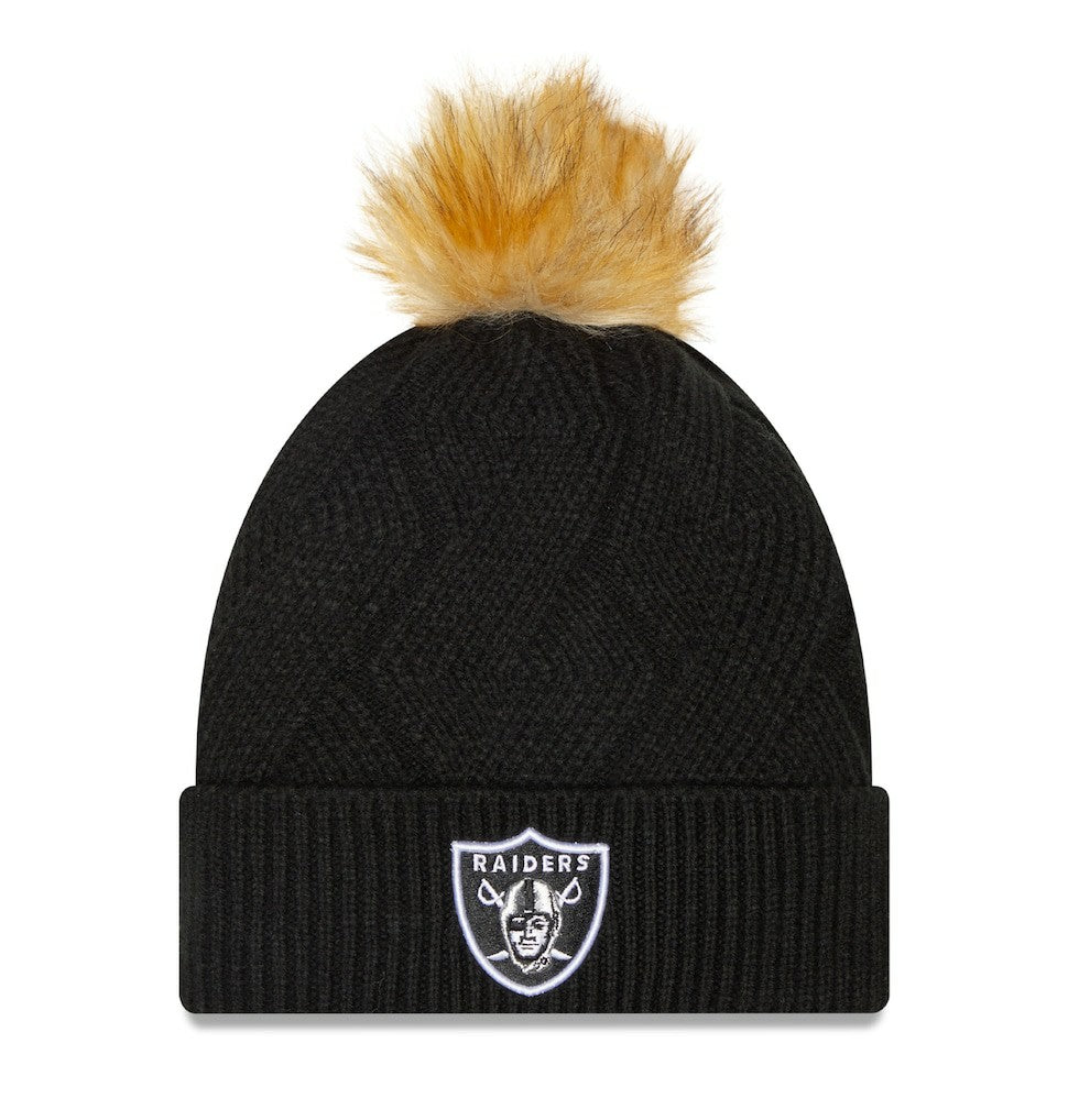 Las Vegas Raiders Women's Snowy Cuffed Knit Hat with Pom | NFL On sale