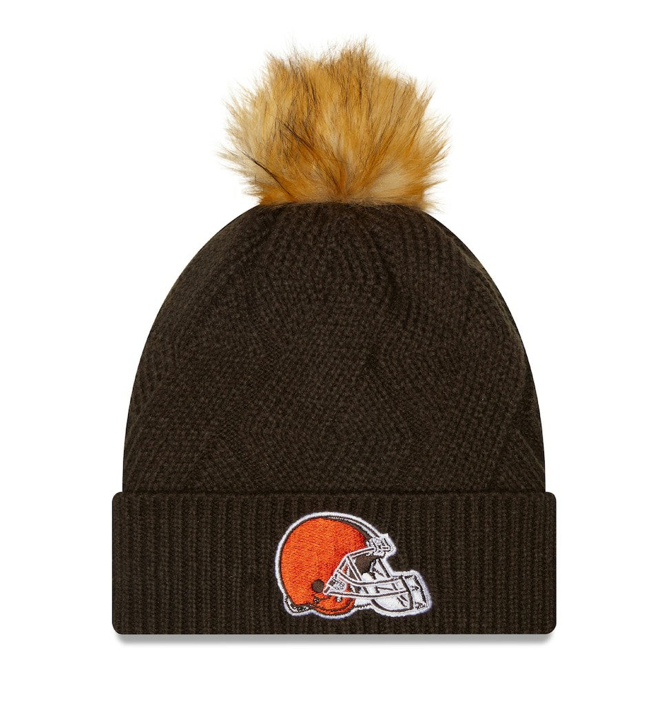 Cleveland Browns Women's Snowy Cuffed Knit Hat with Pom | NFL On sale