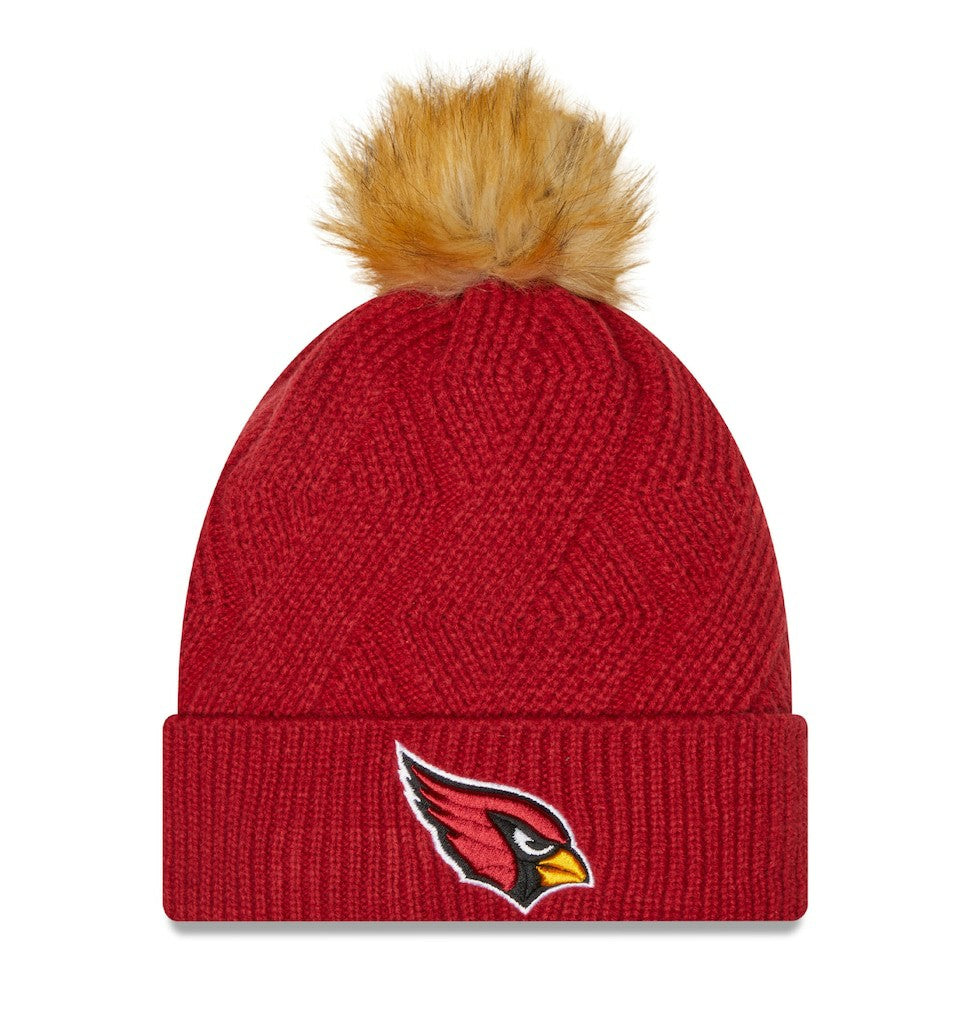 Arizona Cardinals Women's Snowy Cuffed Knit Hat with Pom | NFL Outlet