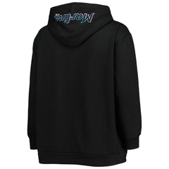 Miami Marlins Women's Plus Size Lace-Up V-Neck Pullover Hoodie - MLB Hoodies